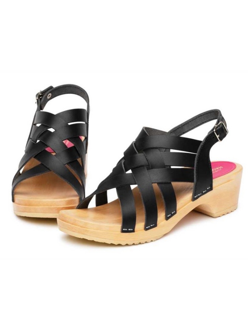 Swedish Hasbeens | Vivi Low Black Leather Crisscross Sandal - sz 6/36